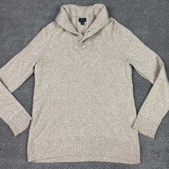 J. CREW Rugged Merino Wool 2 Button Shawl Collar Pullover Sweater Men's Medium - Picture 1 of 9